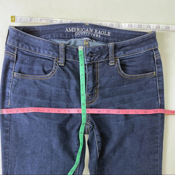American Eagle Women’s Jeggings Super Stretch Dark Blue Jeans Sz 4 X-Long - Picture 8 of 10
